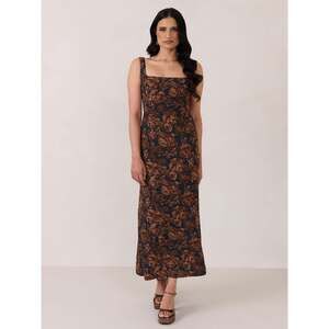 Park & Fifth Brown and Navy Floral Midi Dress
